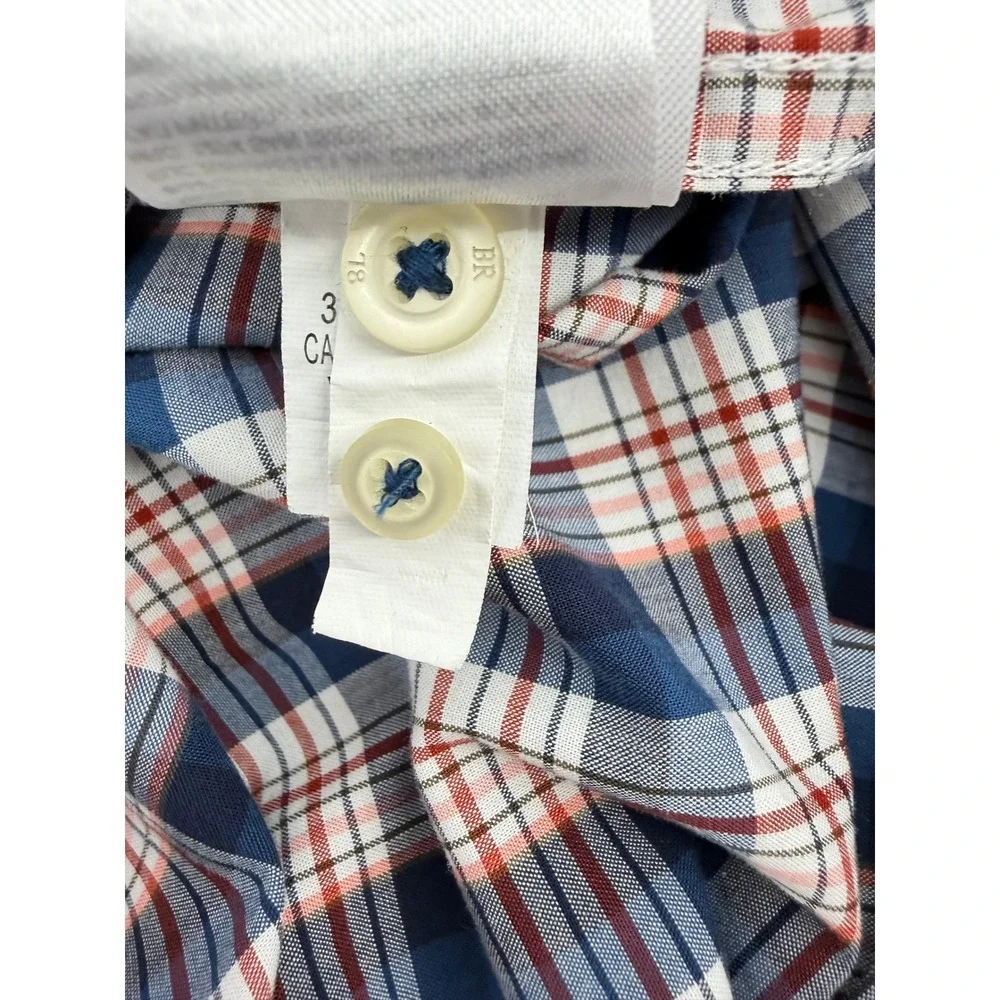 Banana Republic Camden Fit Blue Red Plaid Shirt Preppy Cotton Office Men XL EUC